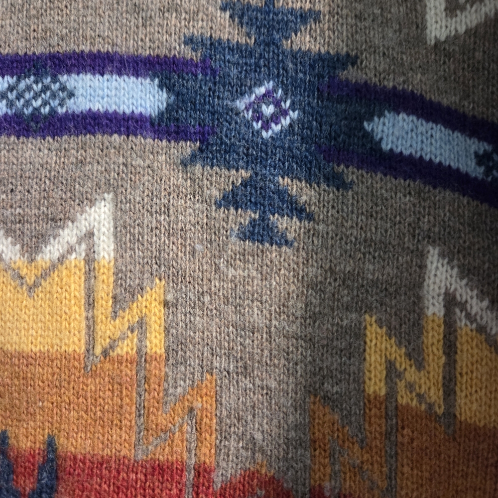 EUC Faherty x Doug Good Feather Mock Neck Sweater- Taupe Multi- Size Large - Picture 9 of 12